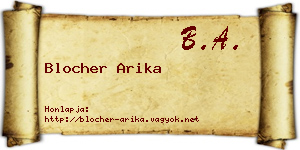 Blocher Arika névjegykártya